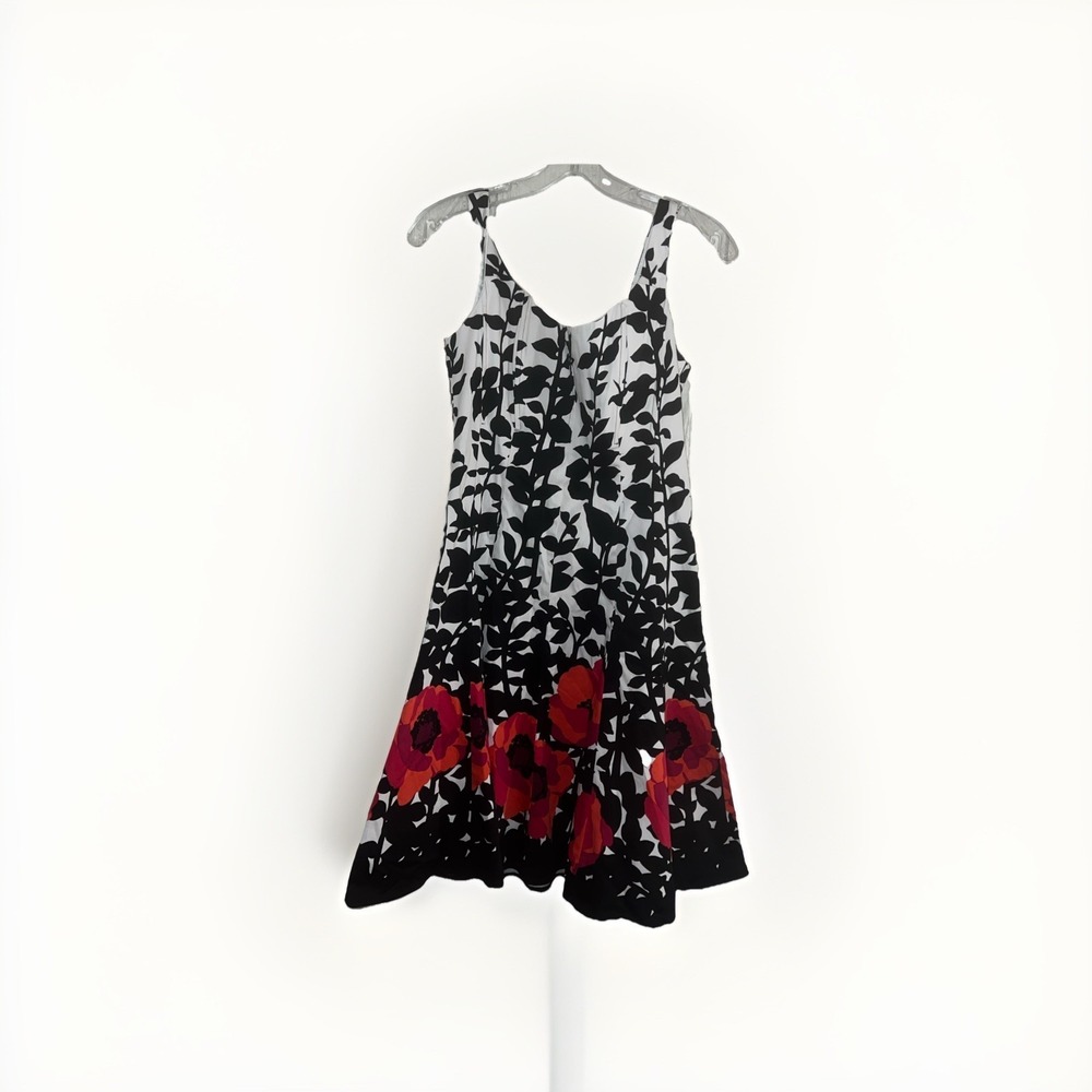 Nine West Black & White Fit & Flare Floral Dress Size 6